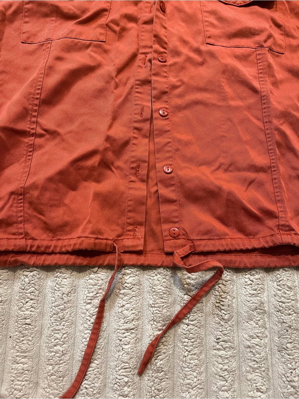 Rust Short-Sleeve Button Front Utility Blouse - Picture 6 of 10